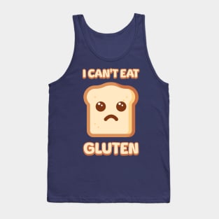 I Cant Eat Gluten Cute Bread Cartoon Tank Top